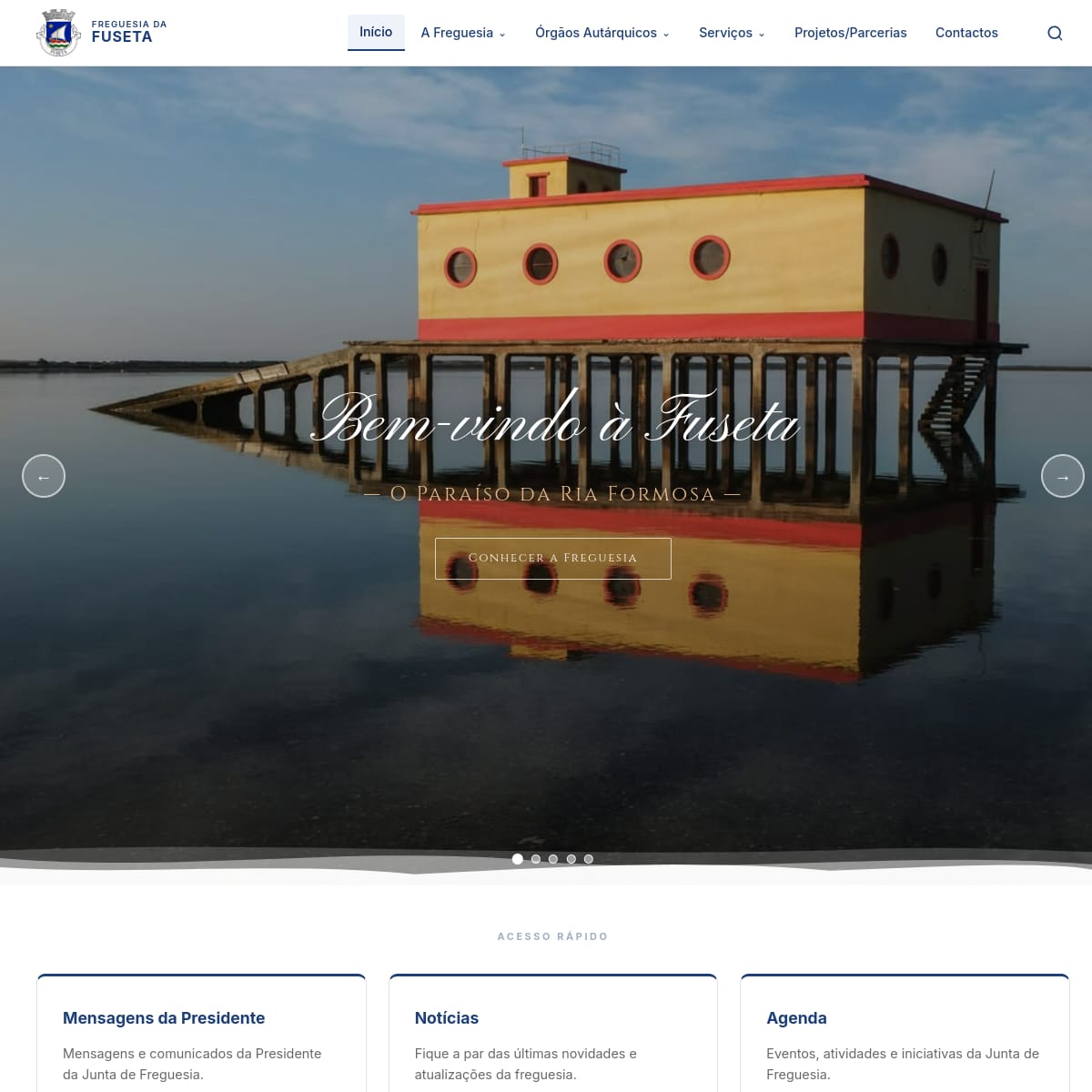 Pré-visualização do site de Junta de Freguesia da Fuseta